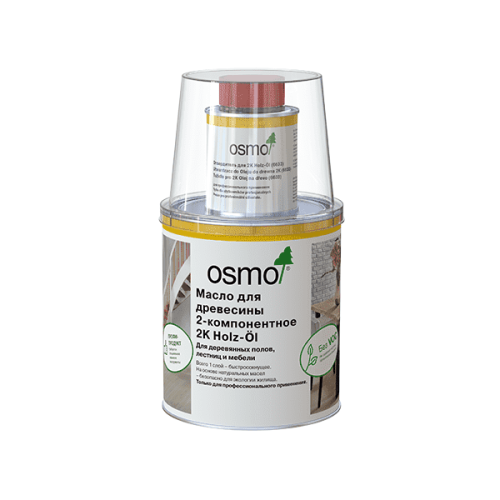 Масло для древесины 2-компонентное (6100 Бесцветное-матовое, 1.0 л)