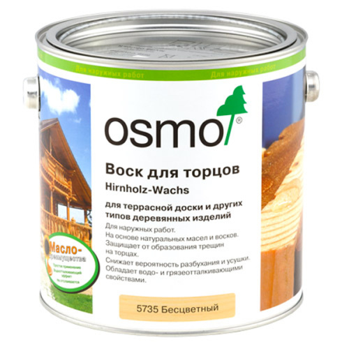 Воск для торцов OSMO Hirnholz-Wachs  (5735 Бесцветное, 0,375 л)